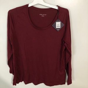 Long sleeve dark red T-shirt